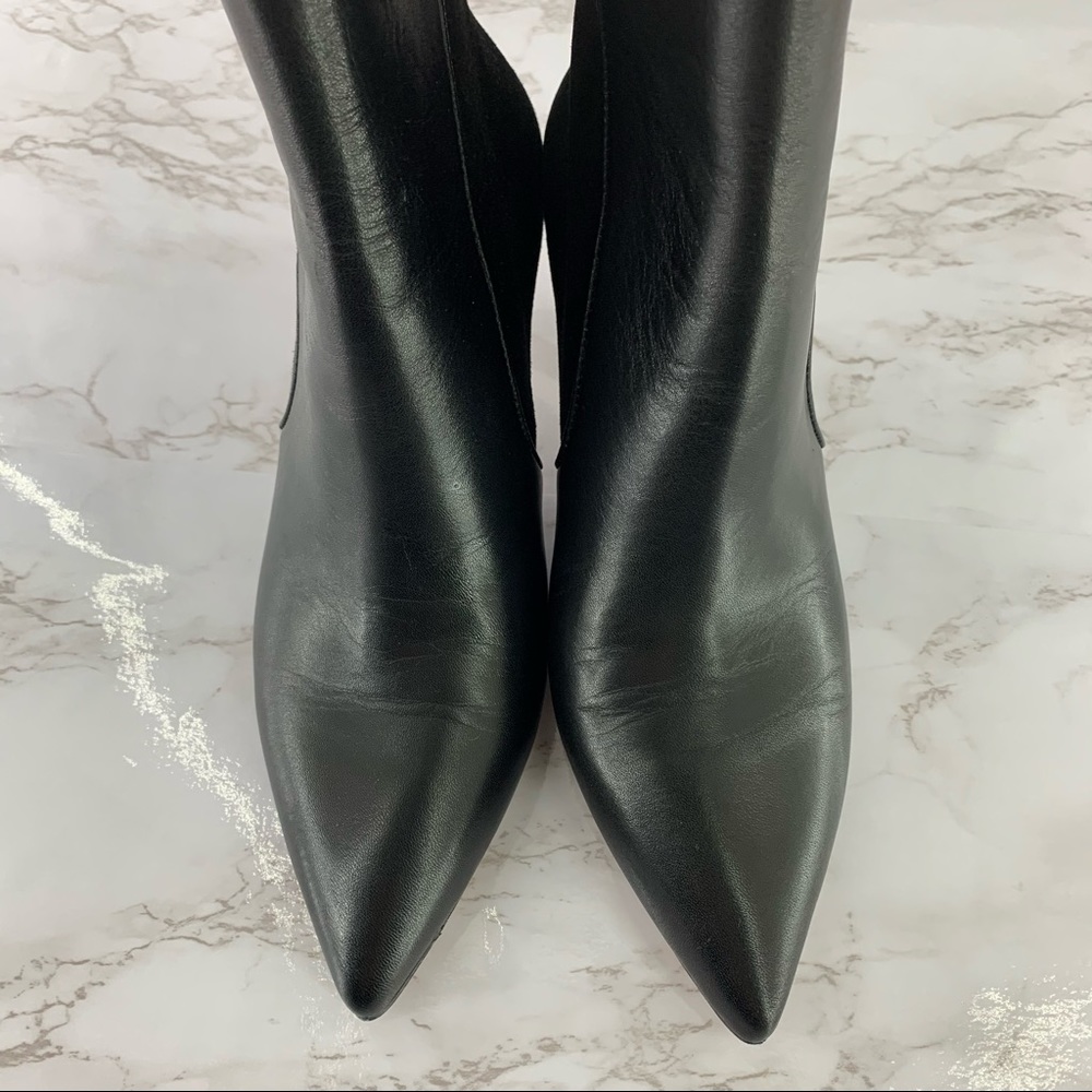 Veronica Beard Josie Black Leather Booties Pointed - Picture 4 of 10